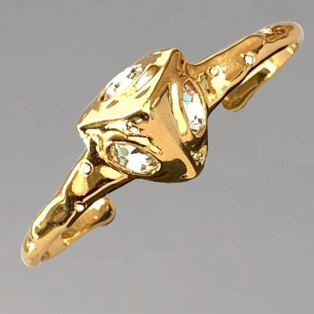 Alexis Bittar Modern Future Antiquities Bold Sculpted Gold Pyramid Cuff Bracelet